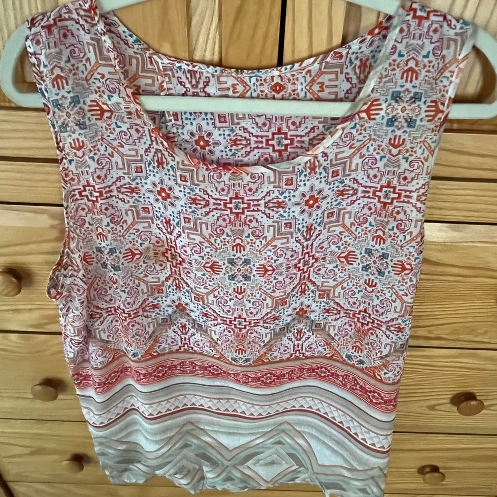 Orange crème beige print top L